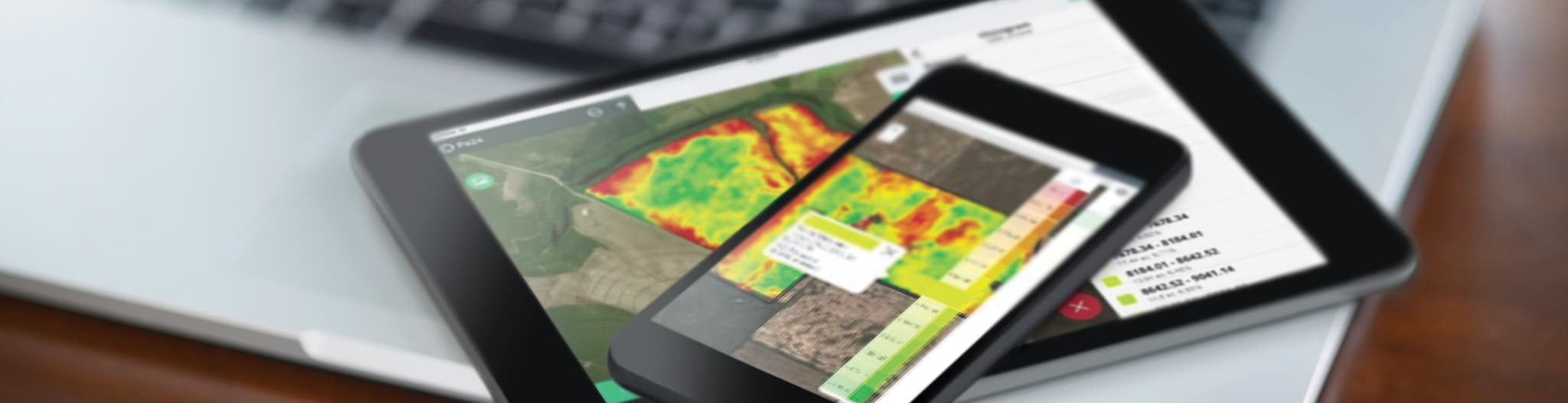 Heat map of a field on a phone and tablet