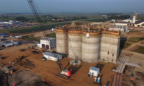 Aerial view of the elevator slip form taking shape