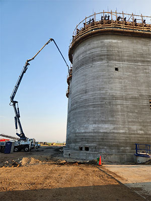 Crane working on constructing elevator slip form