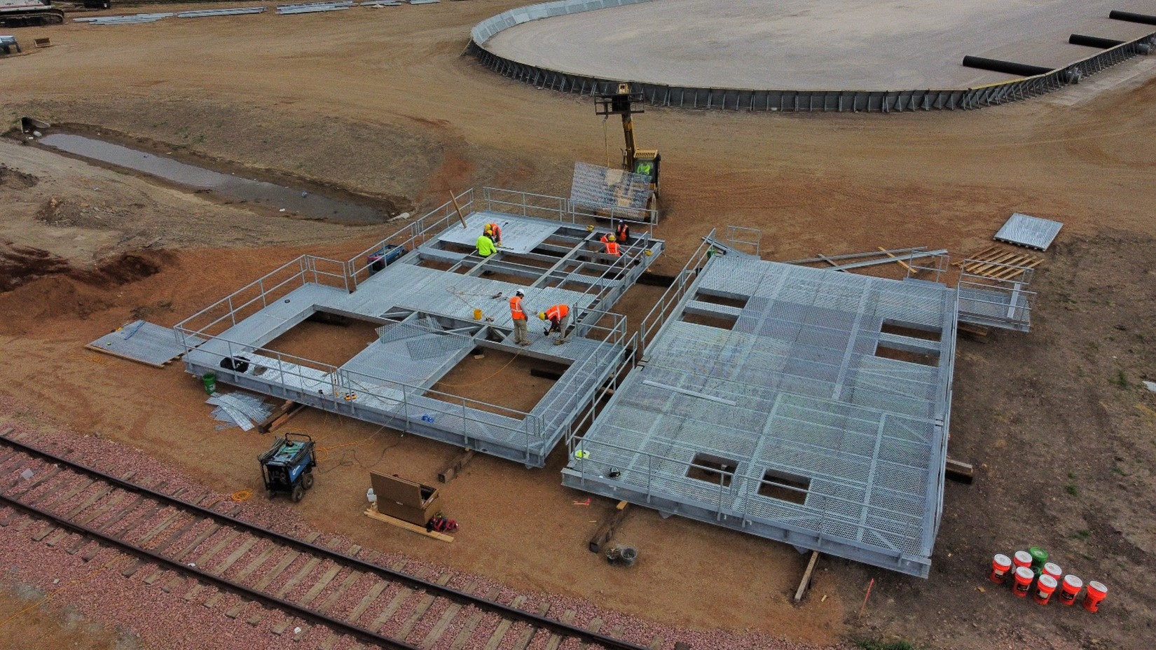 tower sections being assembled