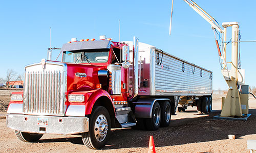 semi next to a grain sampling probe